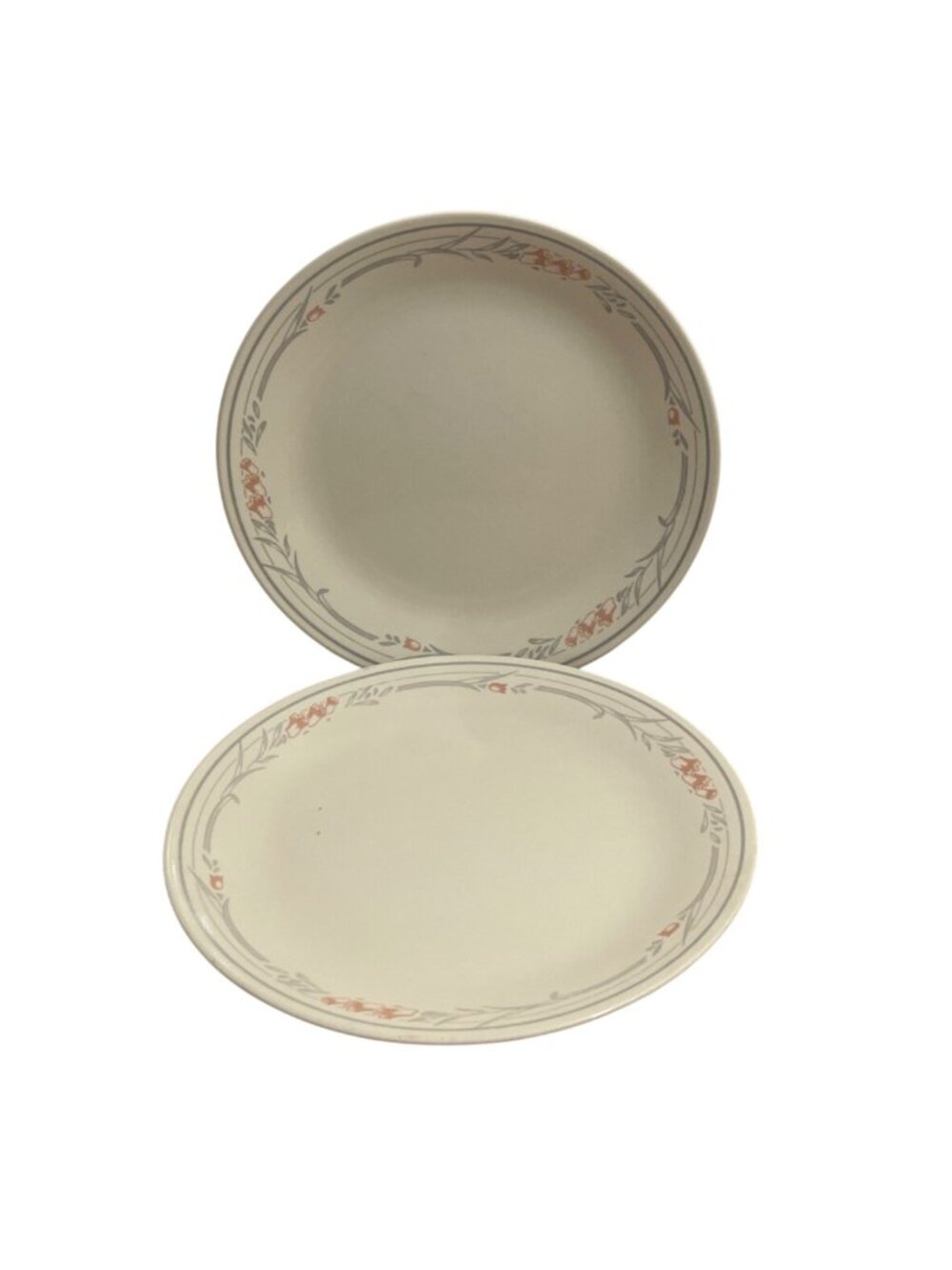 Vtg Corelle Tulip Rose Dinner Plates Set Of 2 Made In USA 10.25 Inch Corning 80s